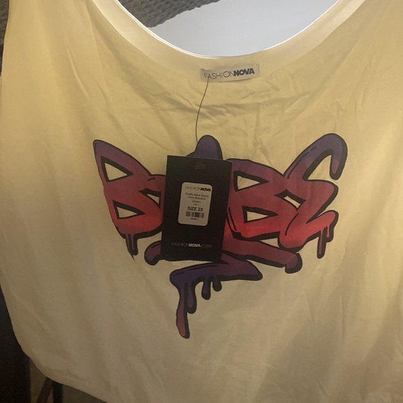 BRAND NEW White Bodysuit with Graffiti - Picture 3 of 3